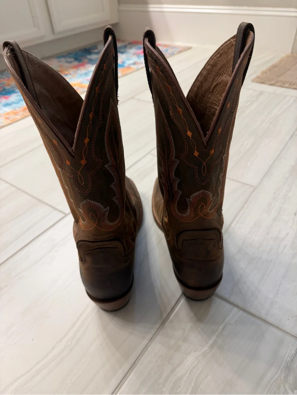 Ariat Brown Leather Cowboy Boots - Picture 3 of 3